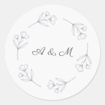 Lila Schrift Line Art Hochzeitssiegel Aufkleber