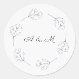 Lila Schrift Line Art Hochzeitssiegel Aufkleber