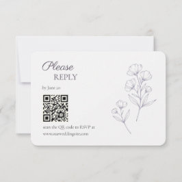 Lila Schrift Line Art RSVP-Karte RSVP Karte