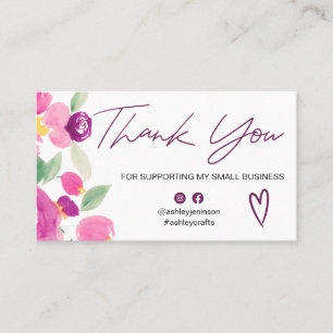 Lila Schriftart mit Blumenzauber Danke Visitenkarte