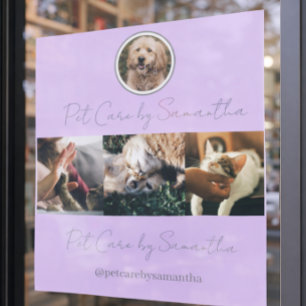 Lila Schriftzug Logo Foto Haustierpflege Fensteraufkleber