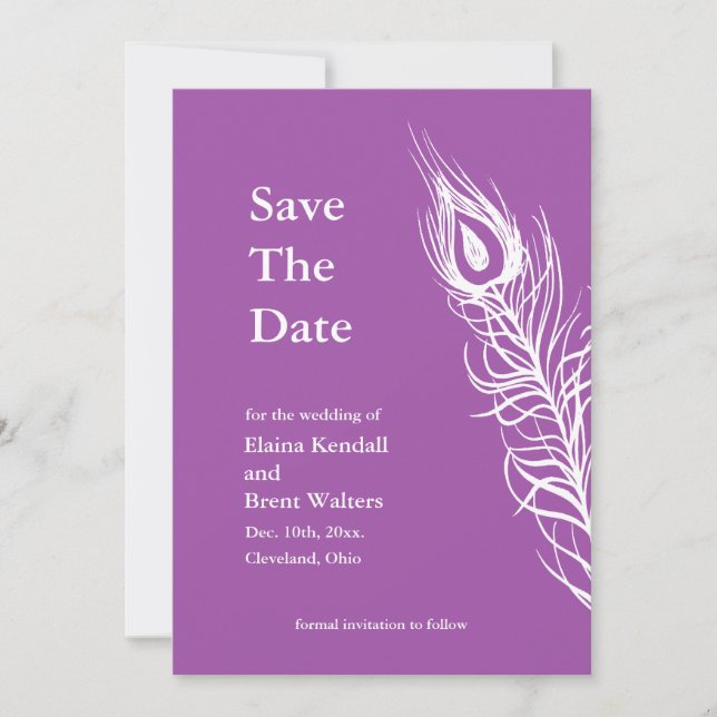 Lila Schütteln Sie Ihre Schwanz Feathers Save the  Save The Date (Vorderseite)