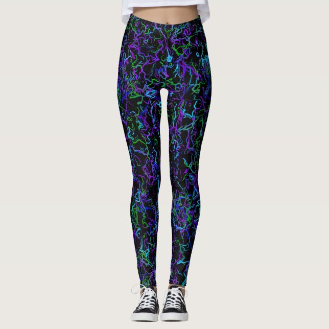 Lila, schwarz, blau und grün leggings (Vorderseite)