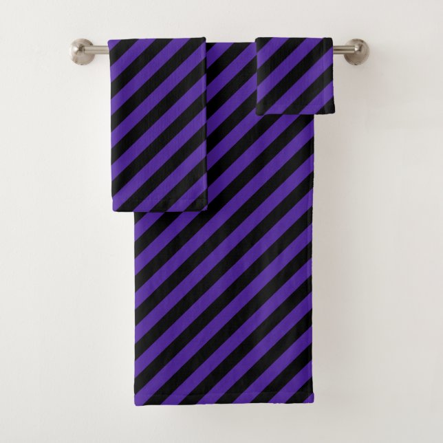 Lila/Schwarz-Diagonalstreifen Badetuch-Set Badhandtuch Set (Insitu)