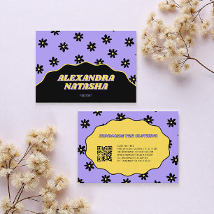 Lila Schwarz Gelb Y2K Blume Handgefertigte Kleidun Visitenkarte