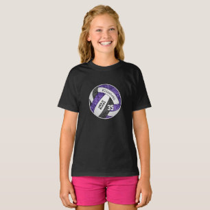 lila Schwarz-Girl-Volleyball-Mannschaftsfarben T-Shirt