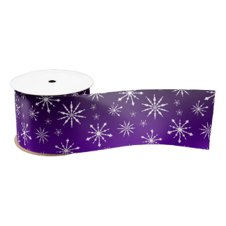 Lila/schwarz-glänzend Snowflake Satin Ribbon Satinband