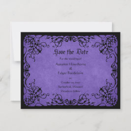 Lila Schwarz-Gotik-Hochzeit Save The Date