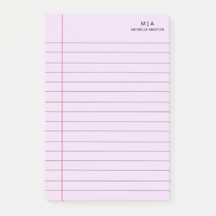 Lila Schwarz-Linse-Notebook-Monogramm Post-it Klebezettel