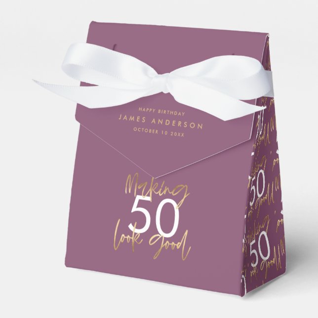 lila Schwarz und Gold, einfach elegant Geschenkschachtel (Vorderseite)