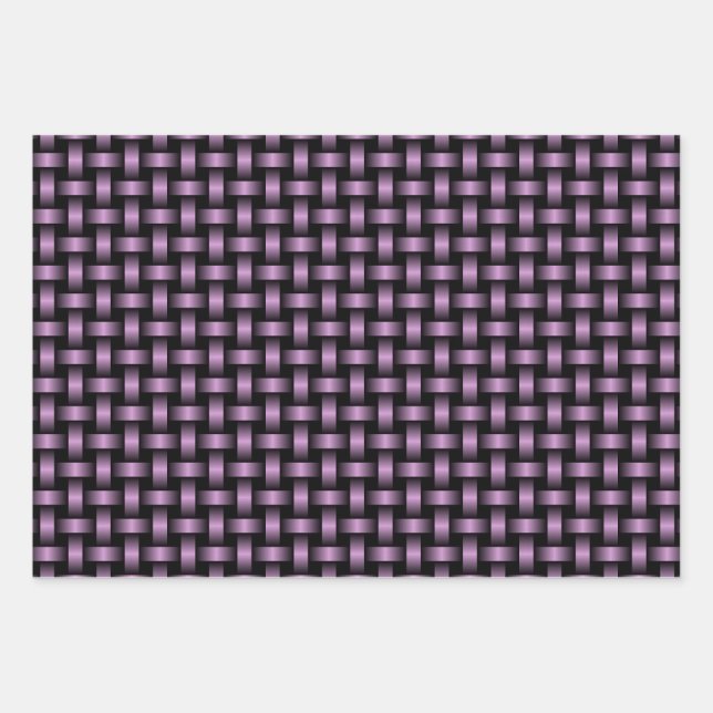 Lila Schwarz-Weave-Muster Geschenkpapier Set (Vorderseite)