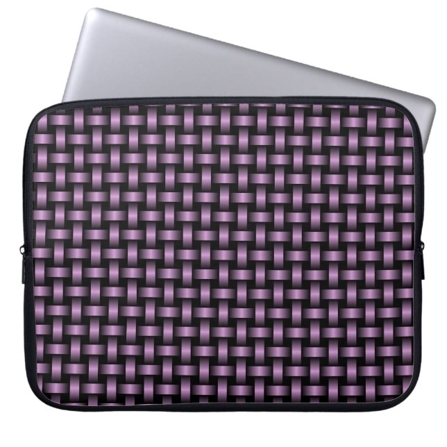 Lila Schwarz-Weave-Muster Laptopschutzhülle (Vorderseite)