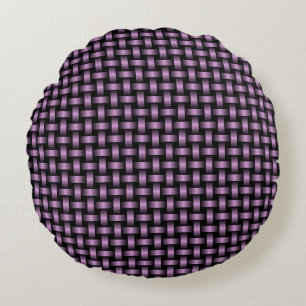 Lila Schwarz-Weave-Muster Rundes Kissen