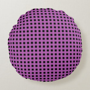 Lila Schwarz-Weave-Muster Rundes Kissen