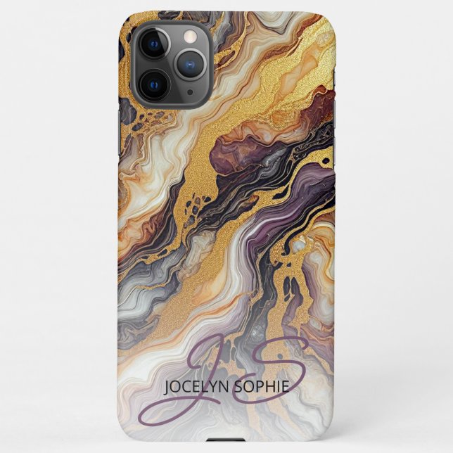 Lila Schwarz-Weiß-Marmormuster iPhone Hülle (Rückseite)