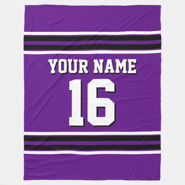 Lila Schwarz-weiß Sports Jersey Team Jersey Fleecedecke (Vorderseite)