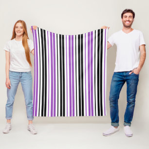 Lila Schwarz Weiß Streifen Muster Design Fleecedecke