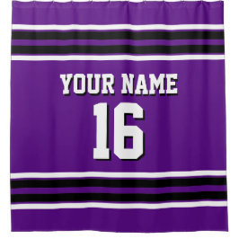 Lila Schwarz-weiß Stripes Sports Jersey Duschvorhang