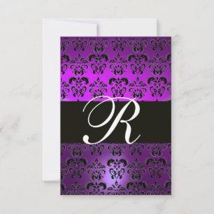 LILA SCHWARZ-WEISSE DAMASK-MONOGRAMM-UAWG EINLADUNG
