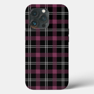 Lila Schwarz-weiße Karierte Dekoration Hintergrund Case-Mate iPhone Hülle