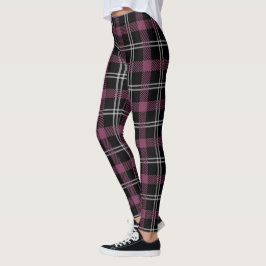 Lila Schwarz-weiße Karierte Dekoration Hintergrund Leggings