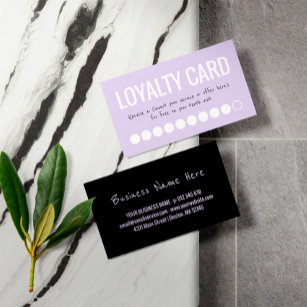 Lila Schwarz-weißen 10 Besuche Loyalty Punch Card Treuekarte