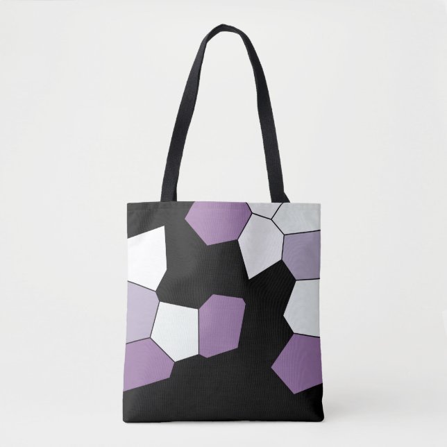 Lila Schwarz-weißes Muster in Lavender Tasche (Vorderseite)