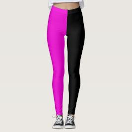 Lila Schwarz, zwei Tone, Halbfarbige Split Leggings