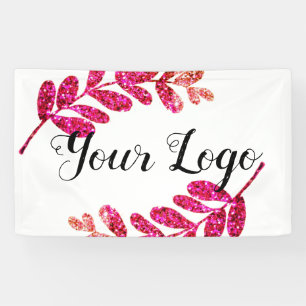 lila schwarze Blätter mit Logo Banner