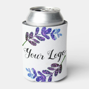 lila schwarze Blätter mit Logo Dosenkühler