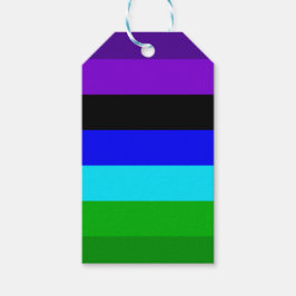 Lila, schwarze, blaue und grüne Streifen Geschenkanhänger
