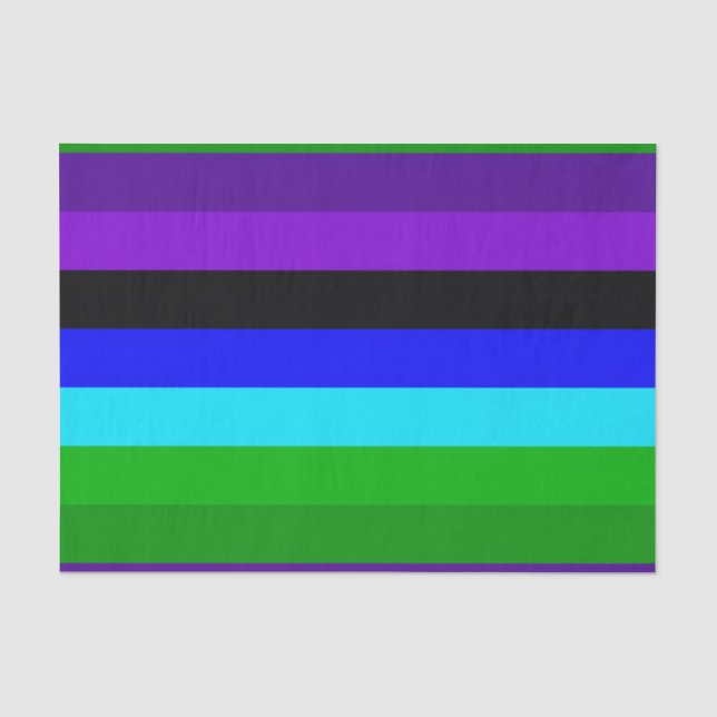 Lila, schwarze, blaue und grüne Streifen Seidenpapier (Vorderseite)
