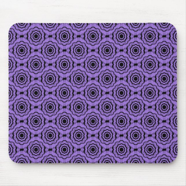 Lila Schwarze Blume Nahtloses Muster Mousepad (Vorne)