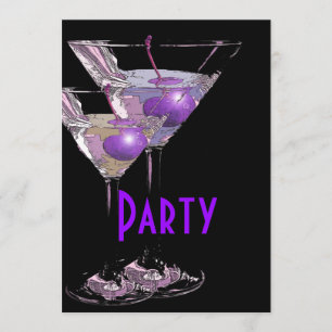Lila schwarze elegante Party Einladung