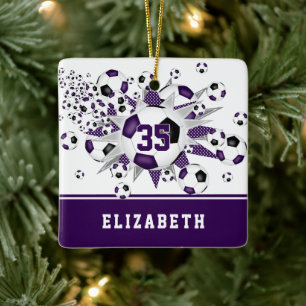 Lila schwarze Fußballstars personalisiert Keramikornament