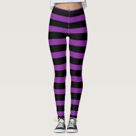 Lila schwarze gestreifte Hexe Halloween Legging Leggings