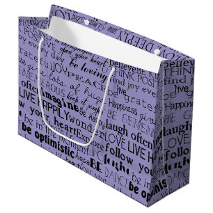 Lila schwarze Inspirationswörter Große Geschenktüte