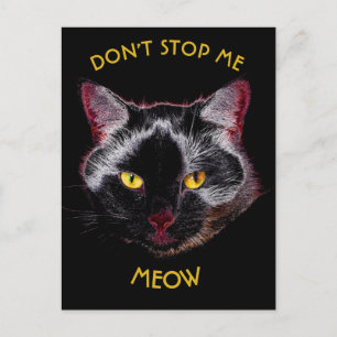 Lila, schwarze Katze Zeichnend mit gelben Augen Postkarte