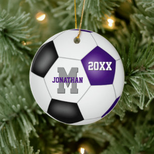 lila schwarze Mannschaft färbt Jungs Fußball Keramik Ornament