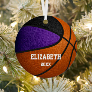 lila schwarze Mannschaft spielt Basketball Ornament Aus Metall