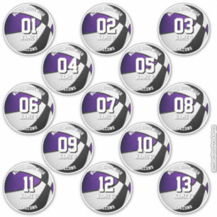lila schwarze Mannschaftsfarben Basketball 13 Spie Aufkleber
