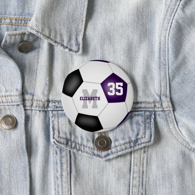 lila schwarze Mannschaftsfarben Fußball personalis Button (Beispiel)