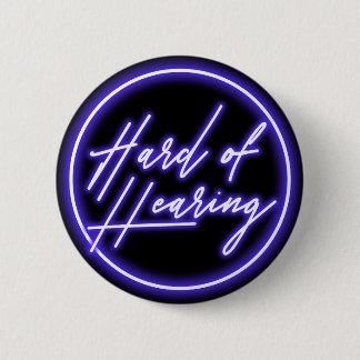 Lila Schwarze Neon-Typografie Hörgeschädigt Button