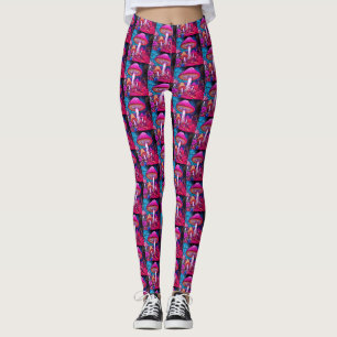 Lila-schwarze Pilze auf modernen, angepassten, eng Leggings