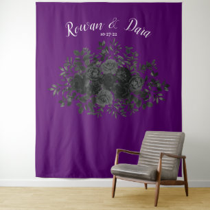 Lila schwarze Rose Hochzeit Gothic Foto Hintergrun Wandteppich