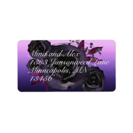 Lila Schwarze Rose Moderne Wasserfarbe Adressaufkleber