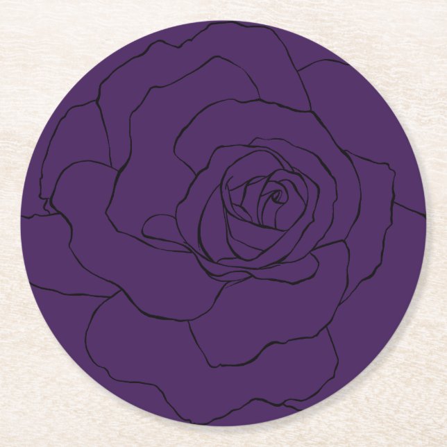 Lila schwarze Rose Runder Pappuntersetzer (Vorderseite)