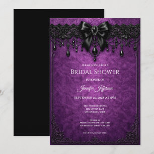 Lila-schwarze Spitzen-Hochzeitsdusche-Einladung im Einladung