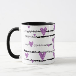 Lila Schwarze Streifen, Monogramm Tasse