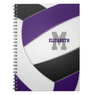 lila schwarze Teamfarben Mädchen Jungen Volleyball Notizblock